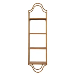 Shelves-Kirkland's Home Wood And Metal Gold Wall Shelf