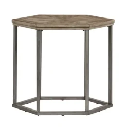 Accent & End Tables-Kirkland's Home Wood And Metal Hexagon Accent Table Gray