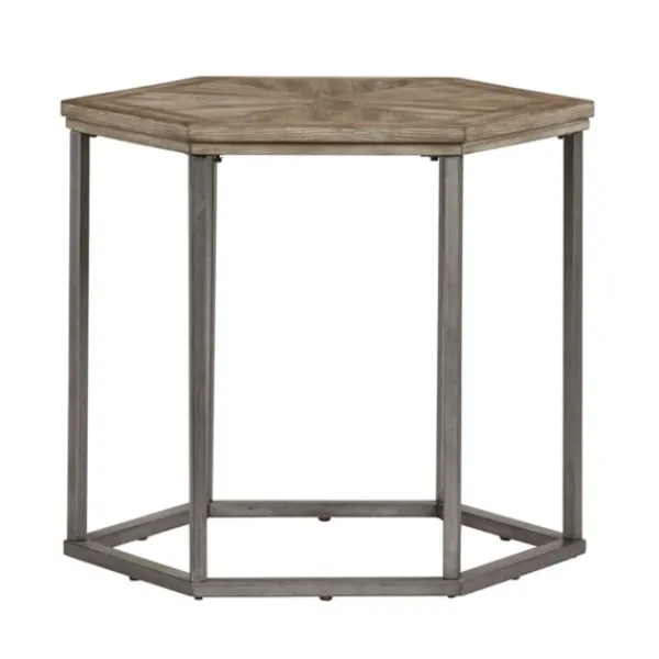 Accent & End Tables-Kirkland's Home Wood And Metal Hexagon Accent Table Gray