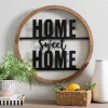 Wall Quotes & Signs-Kirkland's Home Wood And Metal Home Sweet Home Round Plaque Tan/Black