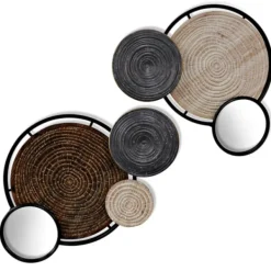 Wall Plaques-Kirkland's Home Wood And Metal Plates With Mirrors, Set Of 2 Black/Brown