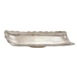 Decorative Trays-Kirkland's Home Wood And Metal Scalloped Rim Tray Silver/Brown