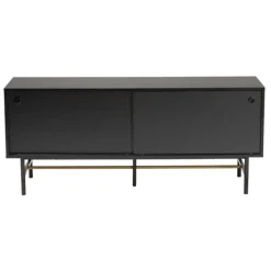 Tv Stands & Media Consoles-Kirkland's Home Wood And Metal Sliding Door Tv Stand Black