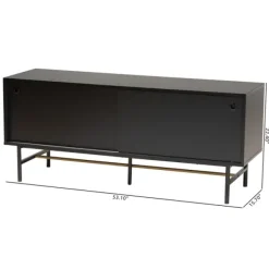 Tv Stands & Media Consoles-Kirkland's Home Wood And Metal Sliding Door Tv Stand Black