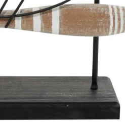 Statues & Figurines-Kirkland's Home Wood And Metal Stand Fish Sculpture Black/Brown/Blue