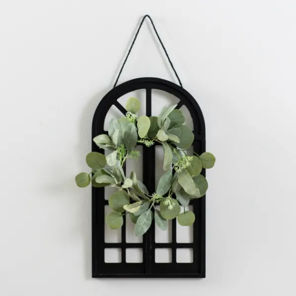 Wall Plaques-Kirkland's Home Wood And Mini Wreath Arch Wall Plaque Black