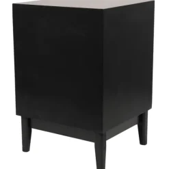 Nightstands-Kirkland's Home Wood And Natural Rattan Drawer Nightstand Black