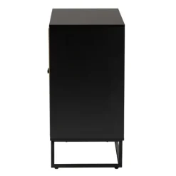 Cabinets & Sideboards-Kirkland's Home Wood And Rattan 2-Door Cabinet Black