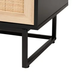 Cabinets & Sideboards-Kirkland's Home Wood And Rattan 2-Door Cabinet Black