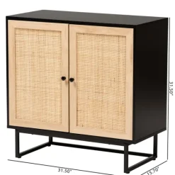 Cabinets & Sideboards-Kirkland's Home Wood And Rattan 2-Door Cabinet Black