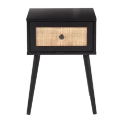 Accent & End Tables-Kirkland's Home Wood And Rattan Drawer Accent Table Black