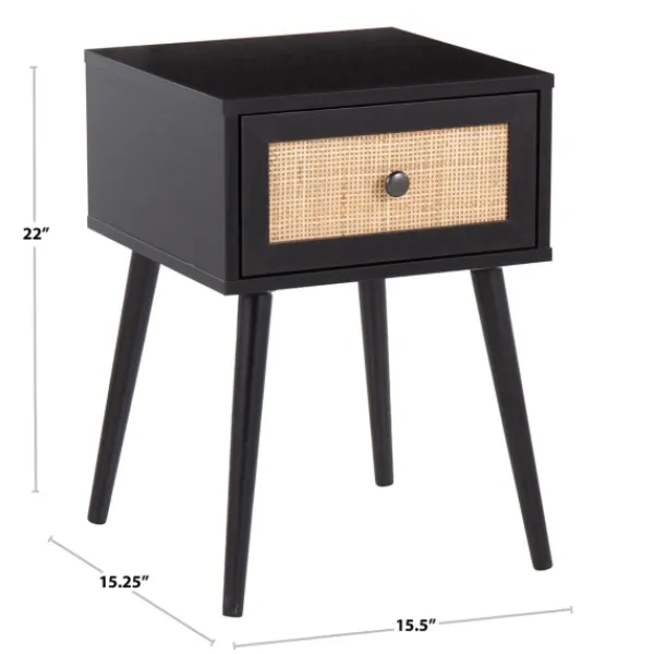 Accent & End Tables-Kirkland's Home Wood And Rattan Drawer Accent Table Black
