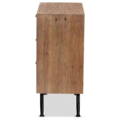 Cabinets & Sideboards-Kirkland's Home Wood And Rattan 3-Drawer Cabinet Brown