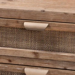 Cabinets & Sideboards-Kirkland's Home Wood And Rattan 3-Drawer Cabinet Brown