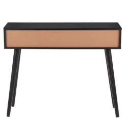 Entryway Furniture-Kirkland's Home Wood And Rattan 2-Drawer Console Table Black