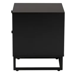 Nightstands-Kirkland's Home Wood And Rattan 2-Drawer Nightstand Black