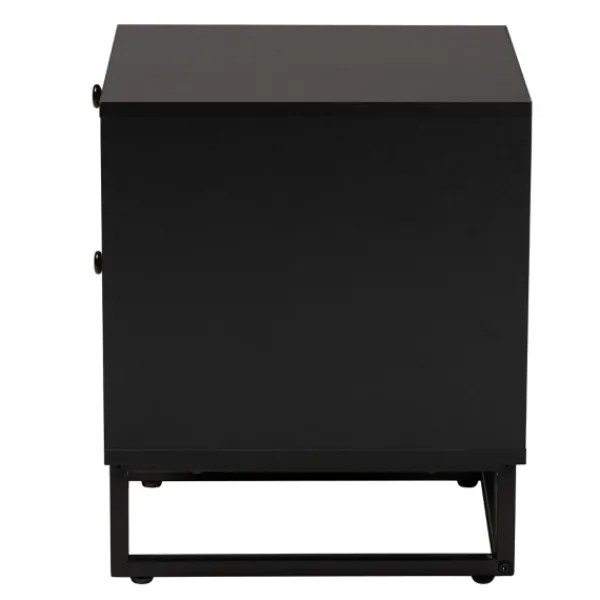 Nightstands-Kirkland's Home Wood And Rattan 2-Drawer Nightstand Black
