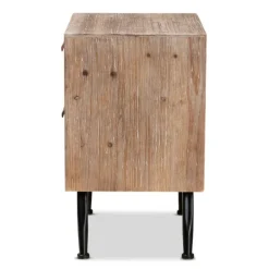 Nightstands-Kirkland's Home Wood And Rattan 2-Drawer Nightstand Brown