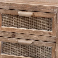 Nightstands-Kirkland's Home Wood And Rattan 2-Drawer Nightstand Brown