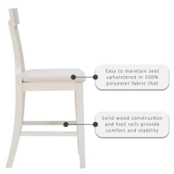Bar Stools & Counter Height Stools-Kirkland's Home Wood And Rattan Upholstered Counter Stool White