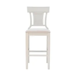 Bar Stools & Counter Height Stools-Kirkland's Home Wood And Rattan Upholstered Bar Stool White