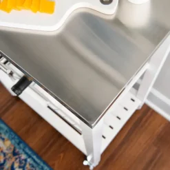 Kitchen Islands & Bar Carts-Kirkland's Home Wood And Stainless Steel Kitchen Cart White