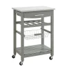 Kitchen Islands & Bar Carts-Kirkland's Home Wood And Stainless Steel Kitchen Cart Gray