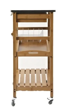 Kitchen Islands & Bar Carts-Kirkland's Home Wood And Stainless Steel 3-Tier Kitchen Cart Brown/Silver