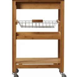 Kitchen Islands & Bar Carts-Kirkland's Home Wood And Stainless Steel 3-Tier Kitchen Cart Brown/Silver