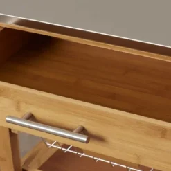 Kitchen Islands & Bar Carts-Kirkland's Home Wood And Stainless Steel 3-Tier Kitchen Cart Brown/Silver