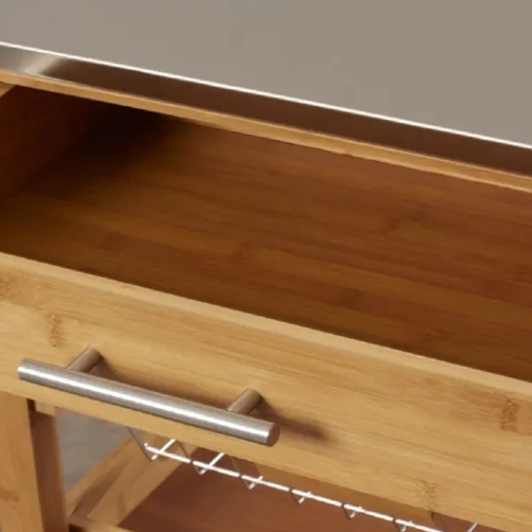 Kitchen Islands & Bar Carts-Kirkland's Home Wood And Stainless Steel 3-Tier Kitchen Cart Brown/Silver