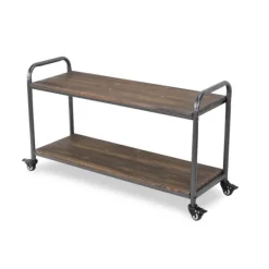 Kitchen Islands & Bar Carts-Kirkland's Home Wood And Steel Frame 2-Tier Rolling Cart