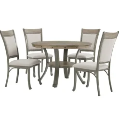 Dining Sets-Kirkland's Home Wood And Upholstered Chairs 5-Pc. Dining Set Gray