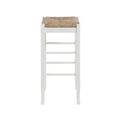 Bar Stools & Counter Height Stools-Kirkland's Home Wood And Woven Rush Square Bar Stool White