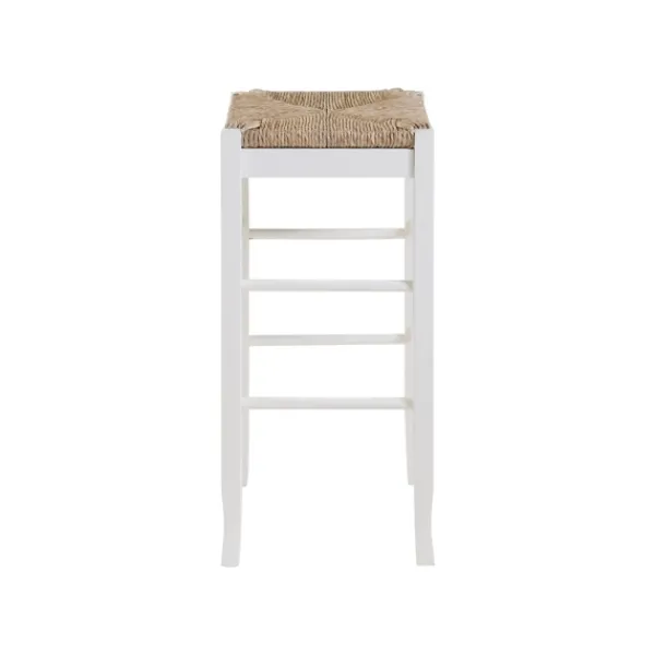 Bar Stools & Counter Height Stools-Kirkland's Home Wood And Woven Rush Square Bar Stool White