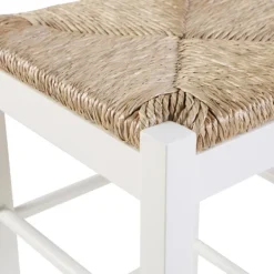 Bar Stools & Counter Height Stools-Kirkland's Home Wood And Woven Rush Square Bar Stool White