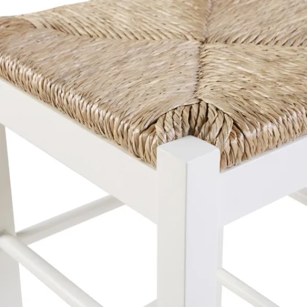 Bar Stools & Counter Height Stools-Kirkland's Home Wood And Woven Rush Square Bar Stool White