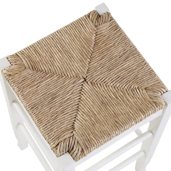 Bar Stools & Counter Height Stools-Kirkland's Home Wood And Woven Rush Square Bar Stool White