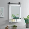 Decorative Mirrors-Kirkland's Home Wood Barn Door Frame With Shelf Wall Mirror White