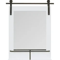 Decorative Mirrors-Kirkland's Home Wood Barn Door Frame With Shelf Wall Mirror White