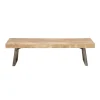 Entryway Furniture-Kirkland's Home Wood Bench With Dark Gray Iron Base Brown/Gray
