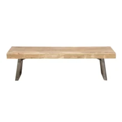 Entryway Furniture-Kirkland's Home Wood Bench With Dark Gray Iron Base Brown/Gray