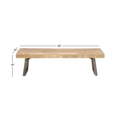 Entryway Furniture-Kirkland's Home Wood Bench With Dark Gray Iron Base Brown/Gray