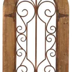 Wall Plaques-Kirkland's Home Wood Black Metal Scrollwork Wall Plaque Brown