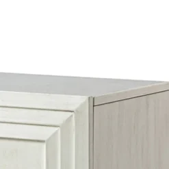 Cabinets & Sideboards-Kirkland's Home Wood Block Patterned 4-Door Sideboard White