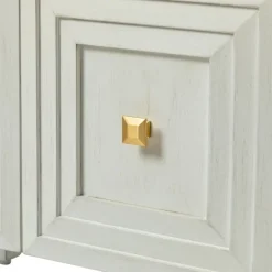 Cabinets & Sideboards-Kirkland's Home Wood Block Patterned 4-Door Sideboard White