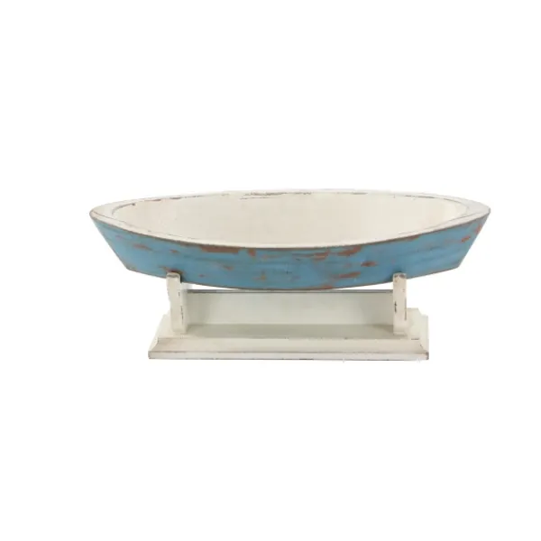 Statues & Figurines-Kirkland's Home Wood Boat Sculpture Blue