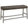 Dining Chairs-Kirkland's Home Wood Button Tufted Upholstered Dining Bench White