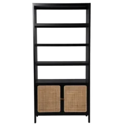 Bookshelves-Kirkland's Home Wood Cane Doors Bookshelf Black