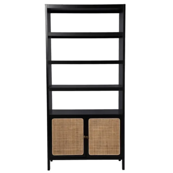 Bookshelves-Kirkland's Home Wood Cane Doors Bookshelf Black
